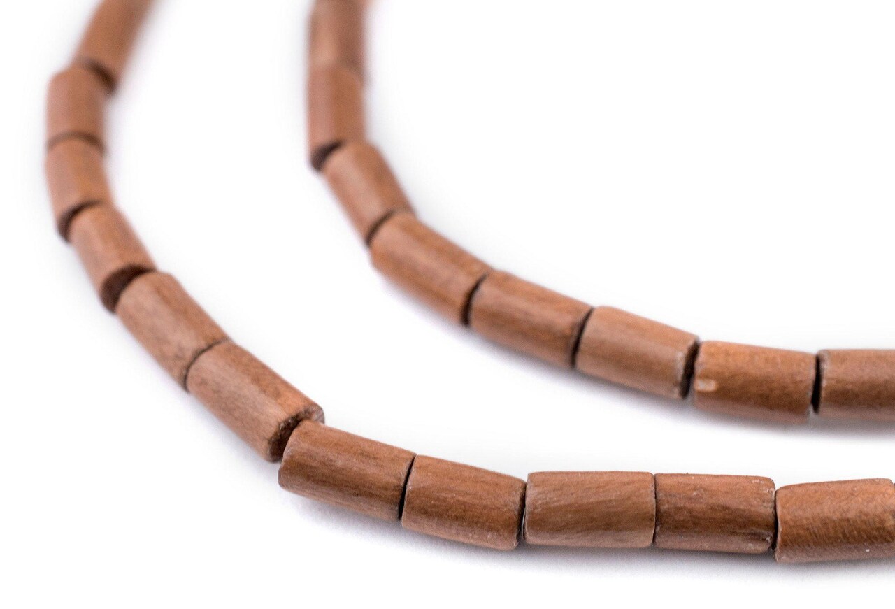 The Bead Chest Light Brown Tube Natural Wood Beads (7x5mm): Organic Eco-Friendly Wooden Bead Strand for DIY Jewelry, Crafts, Necklace and Bracelet Making